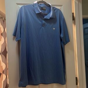 Callaway men’s blue short sleeve golf shirt w/ white logo-XL